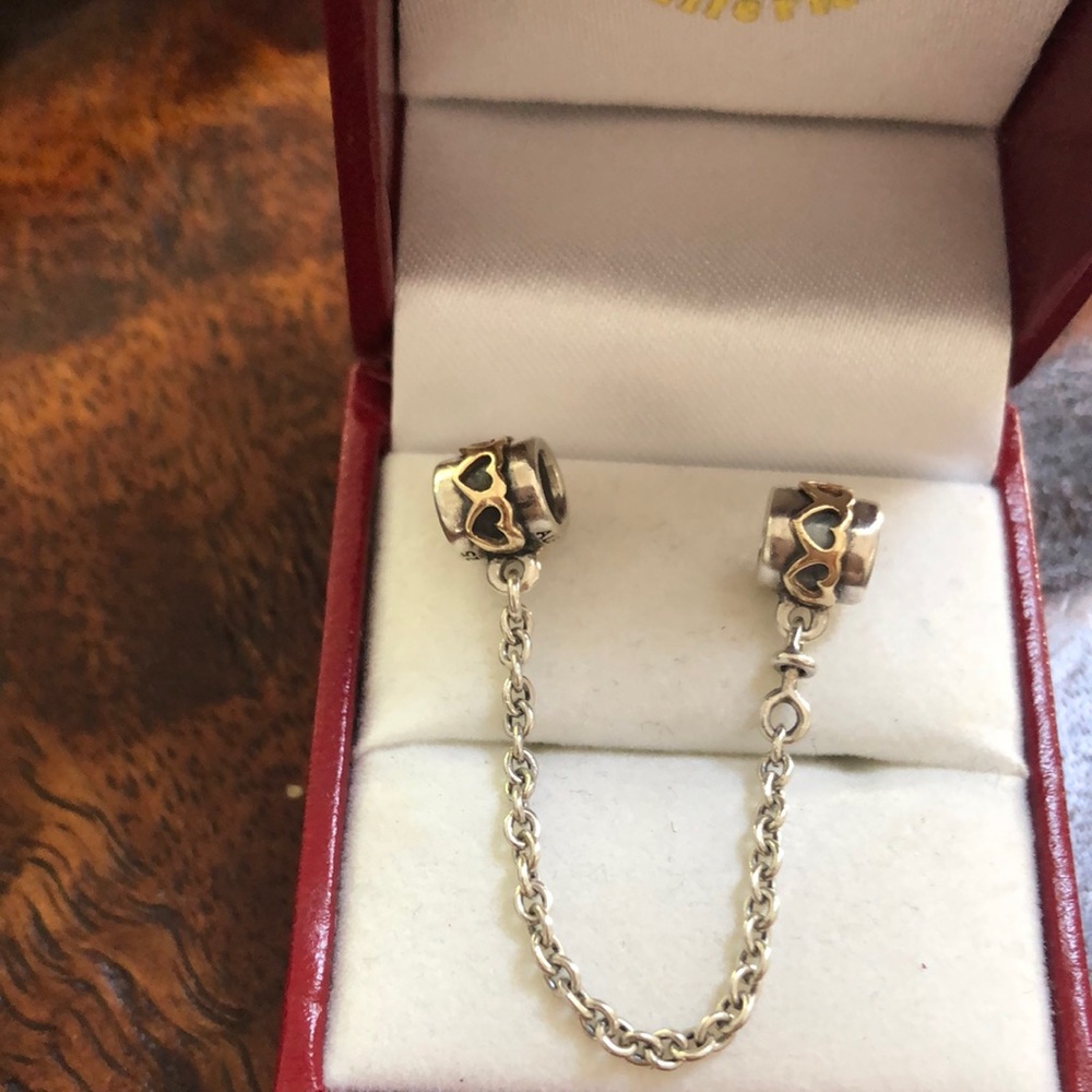 Authentic Pandora 14 kt gold and .925 sterling silver safety chain